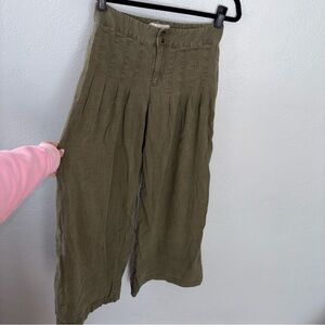 Free People High Rise Olive Green Wide-Leg Pants